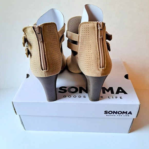 Sonoma Peep Toe Chunky Heel Sandals Booties | Sz 8 | NIB - Picture 3 of 11